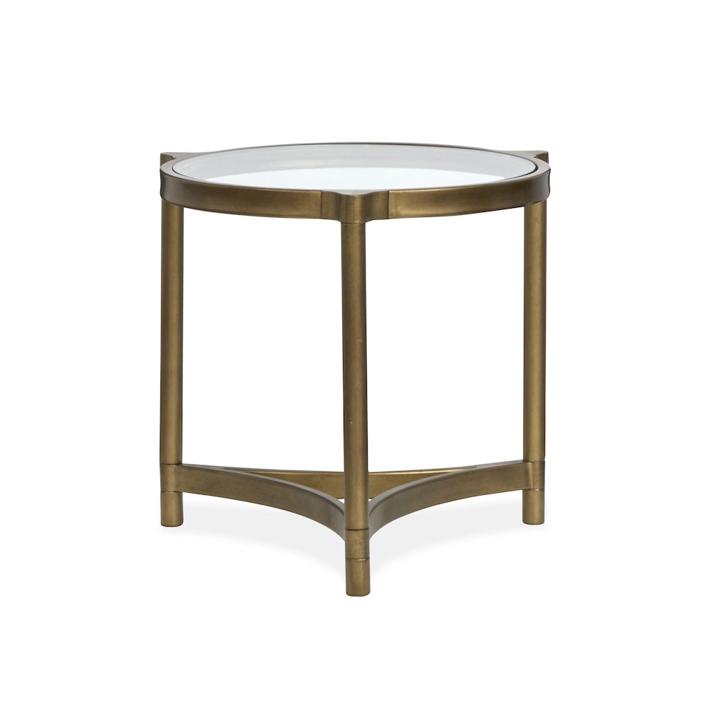 Cassidy Aged Brass And Volakas Classic Round End Table. Picture 5