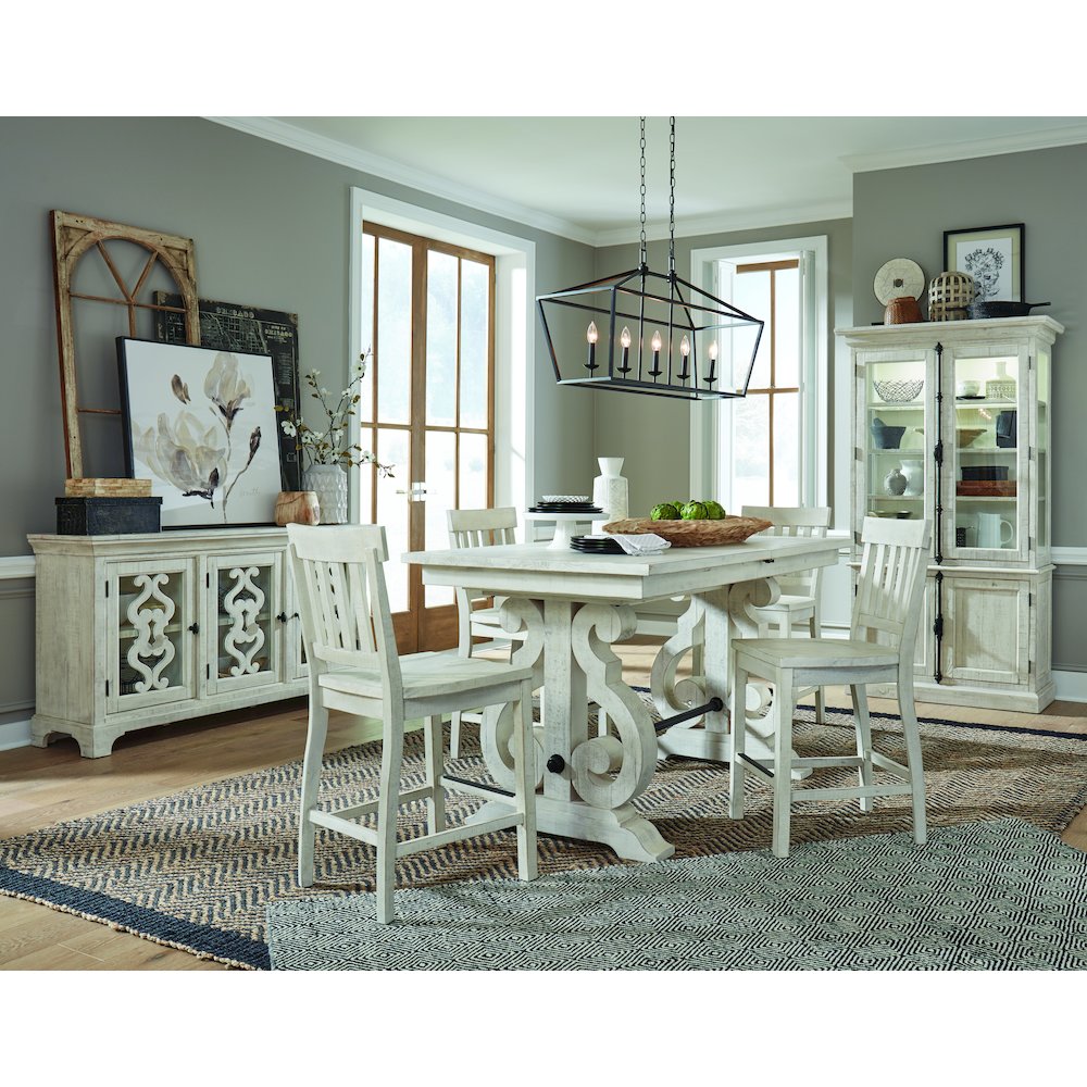 Alabaster And Toasted Nutmeg Extendable Rectangular Counter Height Dining Table. Picture 11