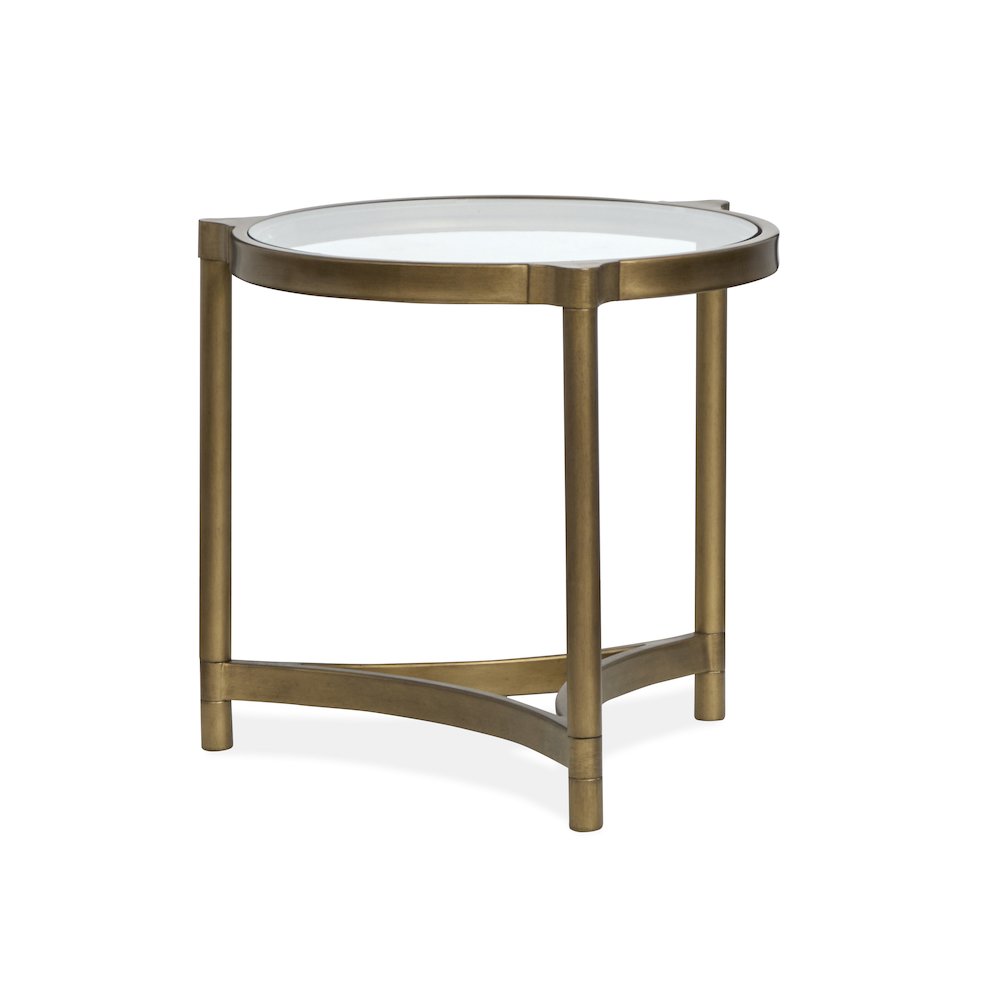 Cassidy Aged Brass And Volakas Classic Round End Table. Picture 1