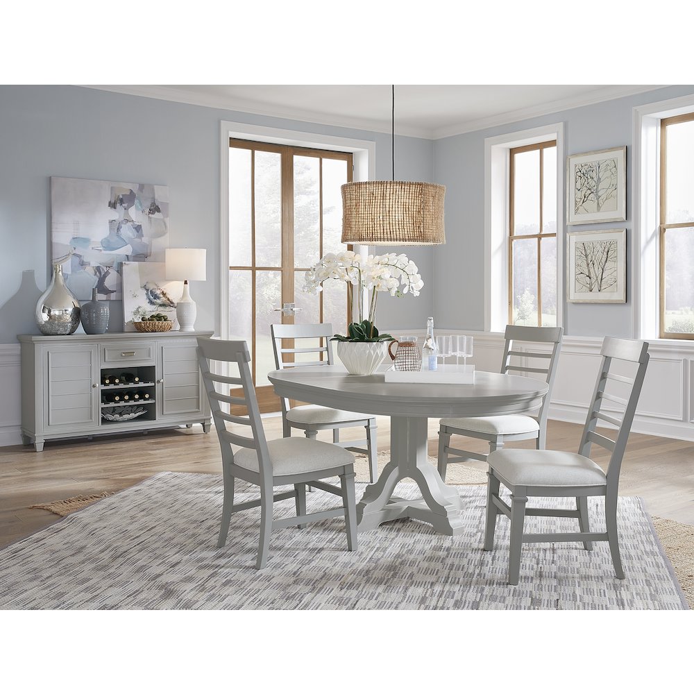 Charleston Harbor Gray Grey Extendable 48" Round Dining Table. Picture 17