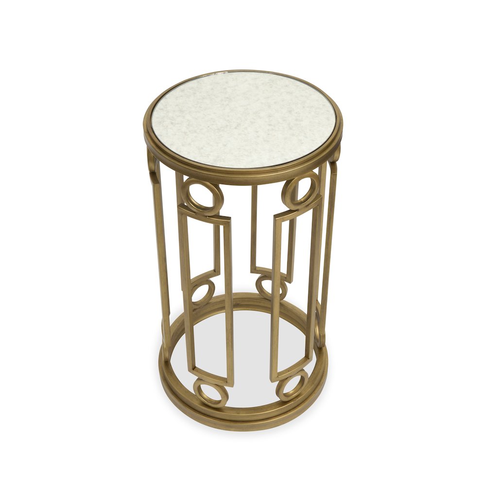 Lorena Burnished Brass Round Accent Table. Picture 2