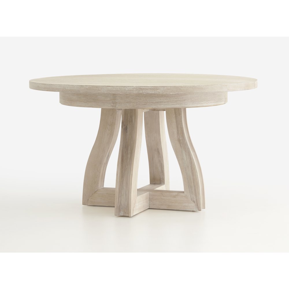 Herringbone Ridge White 54" Extendable Round Dining Table. Picture 1