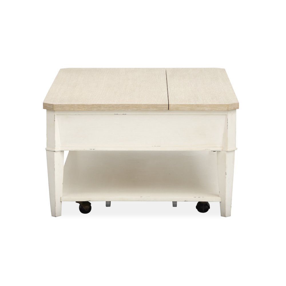 Echo Isles Sea Pearl And Driftwood Lift Top Storage Cocktail Table With Casters. Picture 6