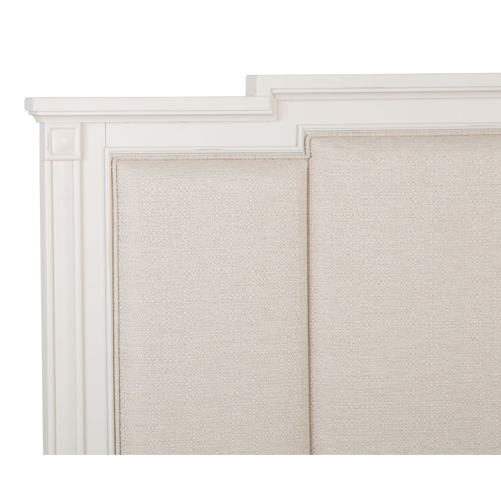 Willowbrook Egg Shell White With Slight Rub Through Queen Panel Upholstered Bed. Picture 4
