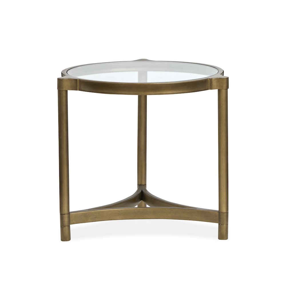 Cassidy Aged Brass And Volakas Classic Round End Table. Picture 4