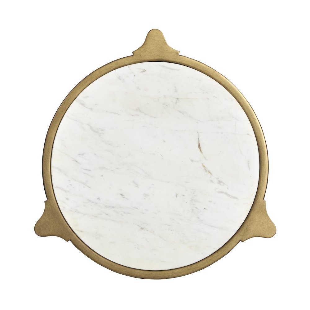 Cassidy Aged Brass And Volakas Classic Round Accent Table. Picture 7