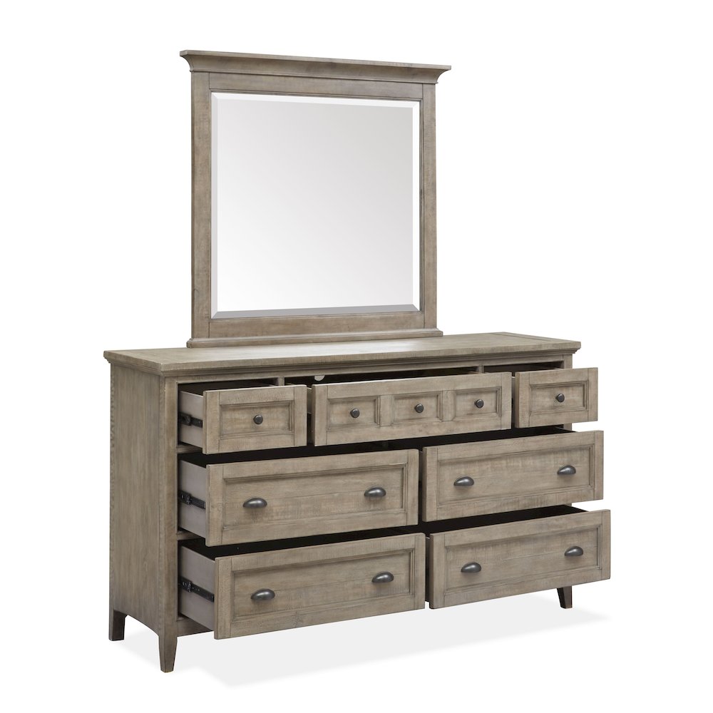 Paxton Place Dovetail Grey Drawer Dresser With Landscape Mirror. Picture 7