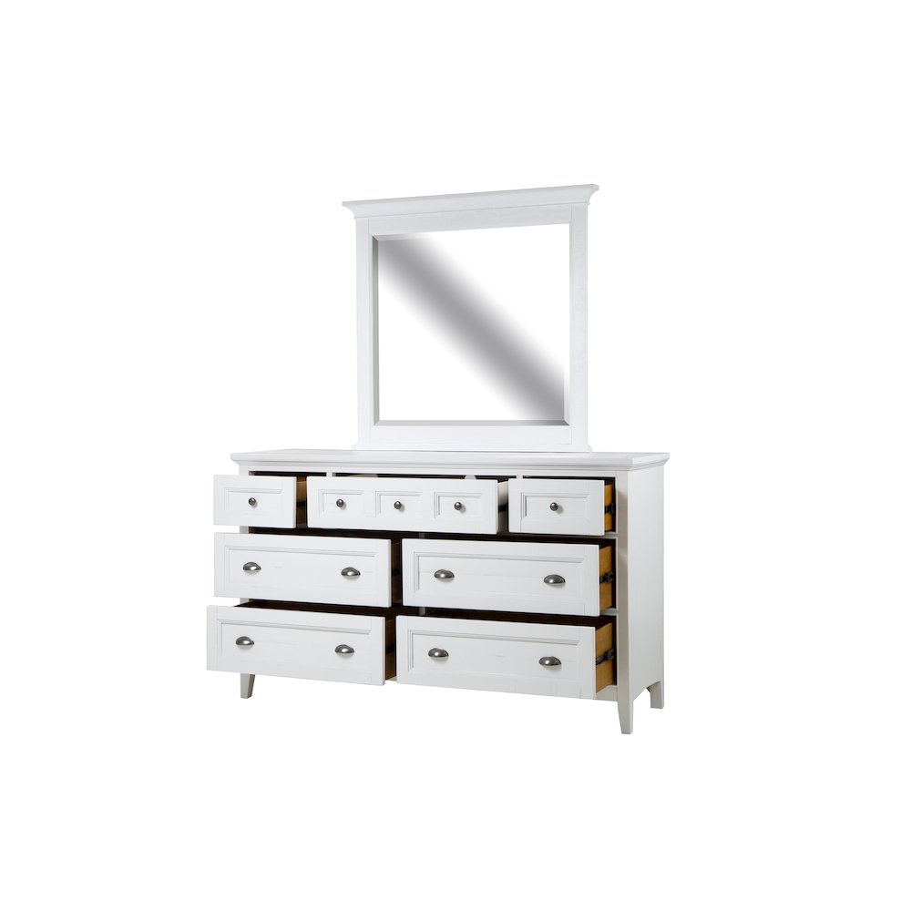 Heron Cove Chalk White And Dovetail Grey Drawer Dresser With Landscape Mirror. Picture 6