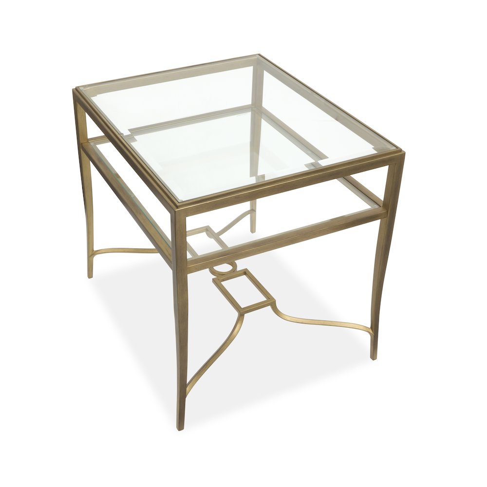 Lorena Burnished Brass Rectangular End Table. Picture 2
