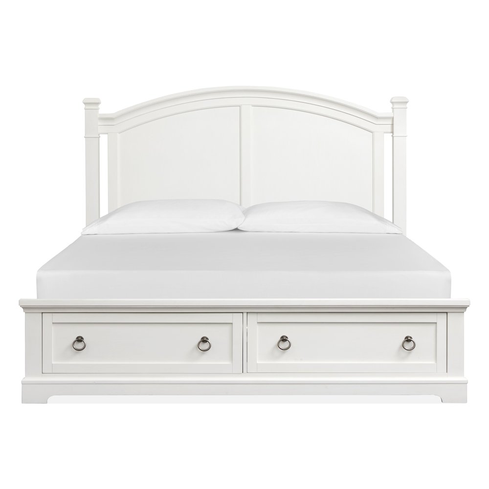 Kingston Whisper White And Cerused Nutmeg Queen Panel Storage Bed. Picture 3