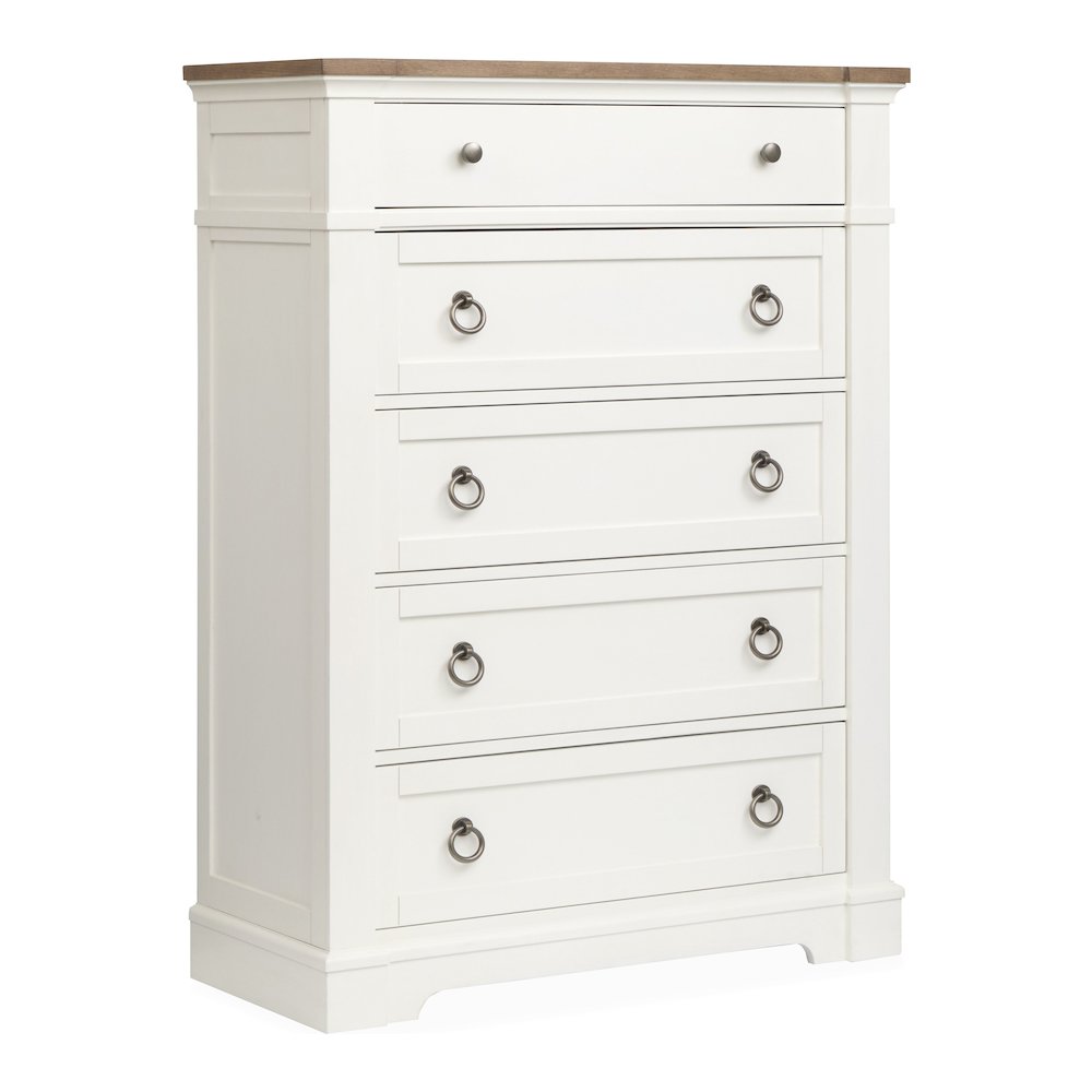 Kingston Whisper White And Cerused Nutmeg Drawer Chest. Picture 1