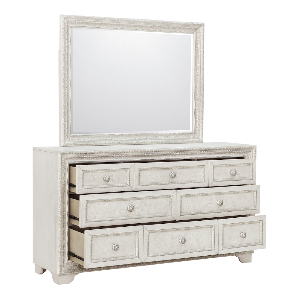 Pulaski Camila Creamy White Dresser With Mirror. Picture 2