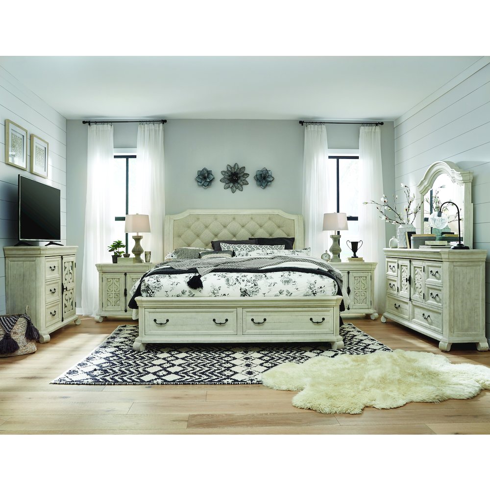 Bronwyn Alabaster Queen Sleigh Storage Bed. Picture 5