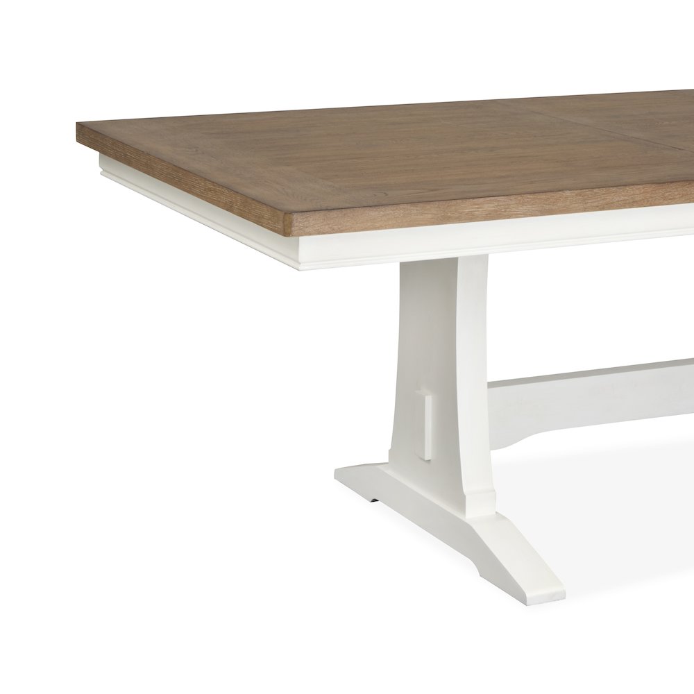 Kingston Whisper White And Cerused Nutmeg Extendable Trestle Dining Table. Picture 4