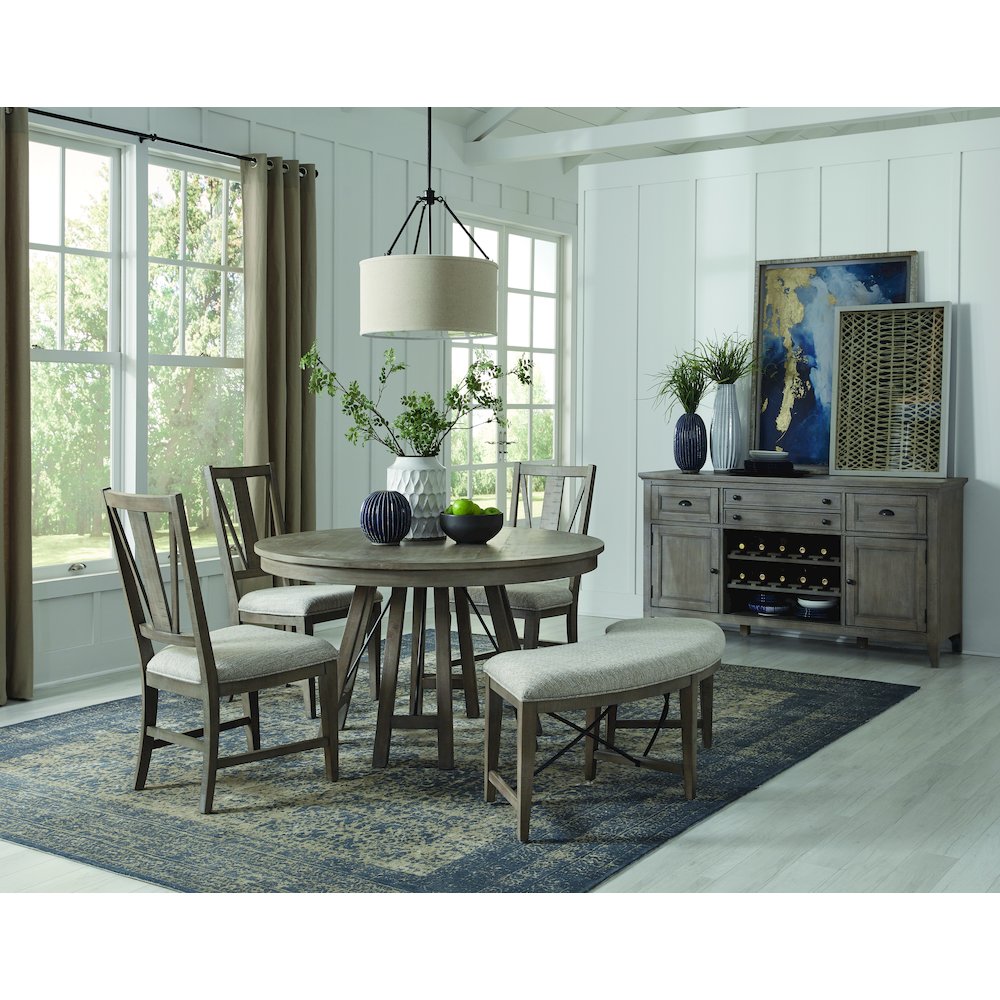 Paxton Place Dovetail Grey 52" Round Dining Table. Picture 7