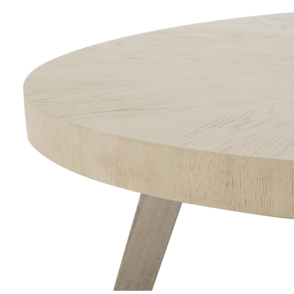 Lenox Warm Silver And Acadia White Round Dining Table. Picture 6
