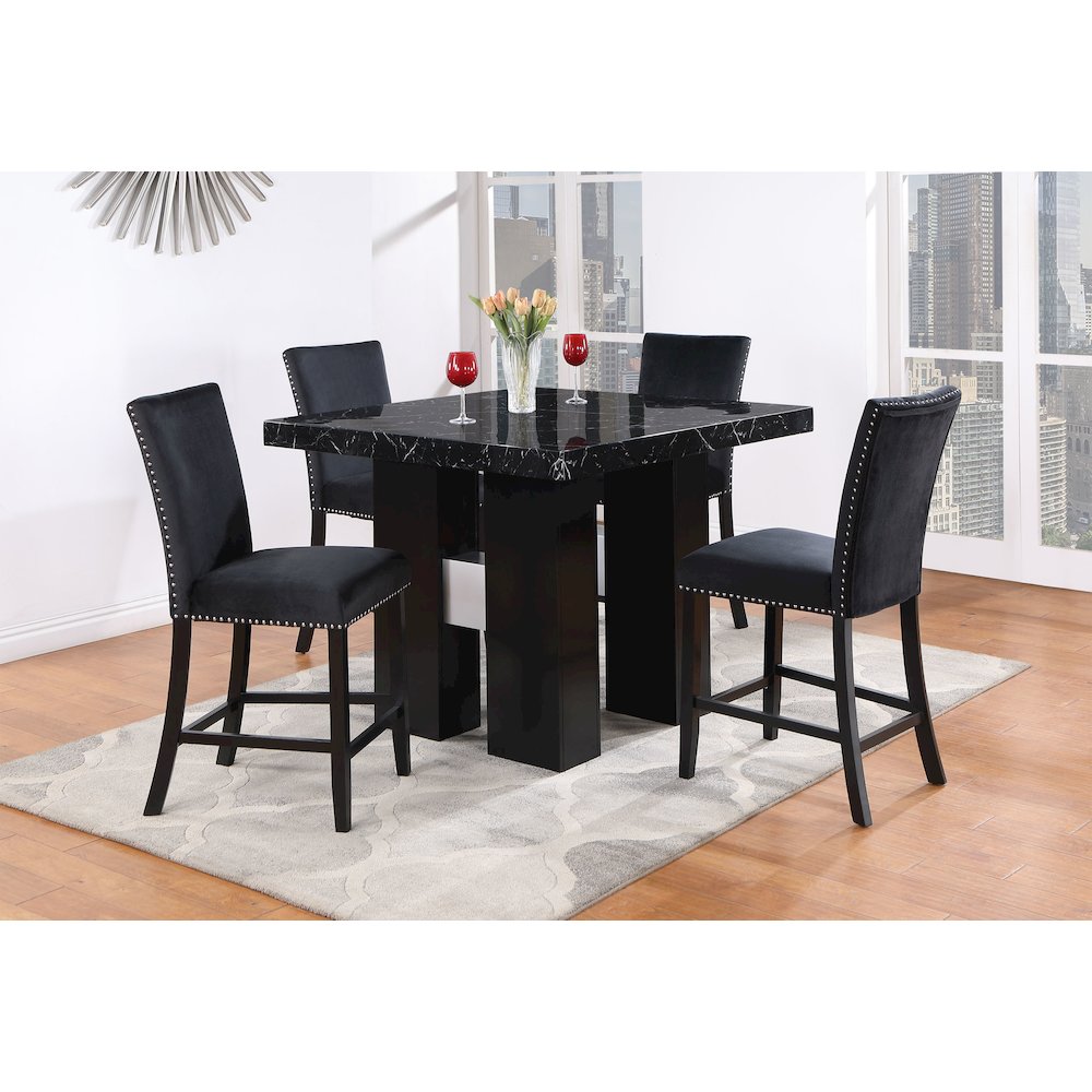 D04 Black Velvet Bar Stool. Picture 2