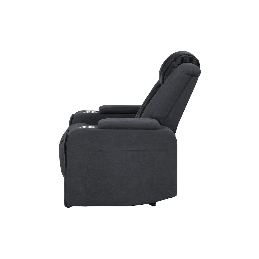 U8000 Black Power Recliner W/ Power Headrest & Led Light. Picture 3