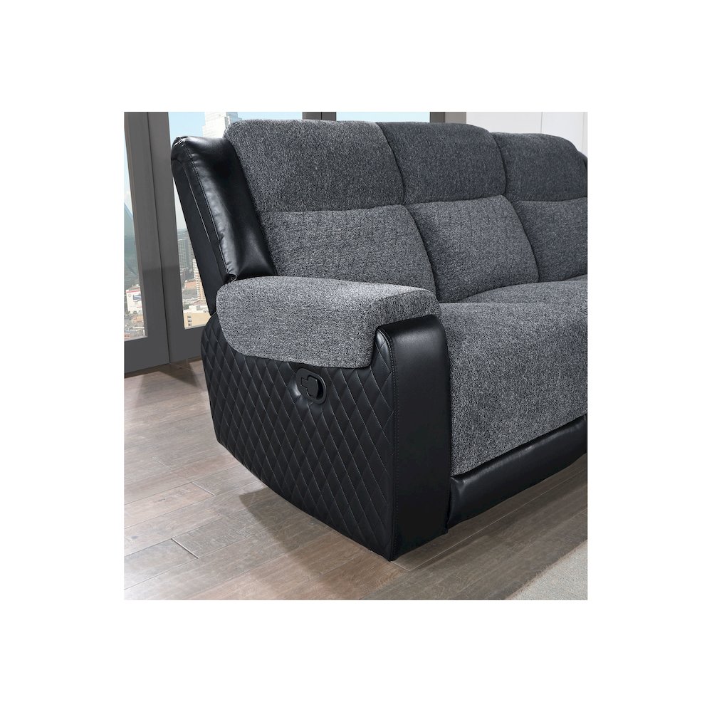 Traditional Glam Reclining Sofa, Black,Grey. Picture 2
