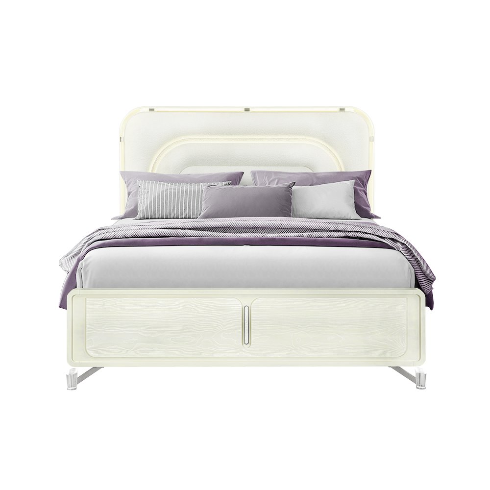 Lyra Beige King Bed With Led. Picture 1