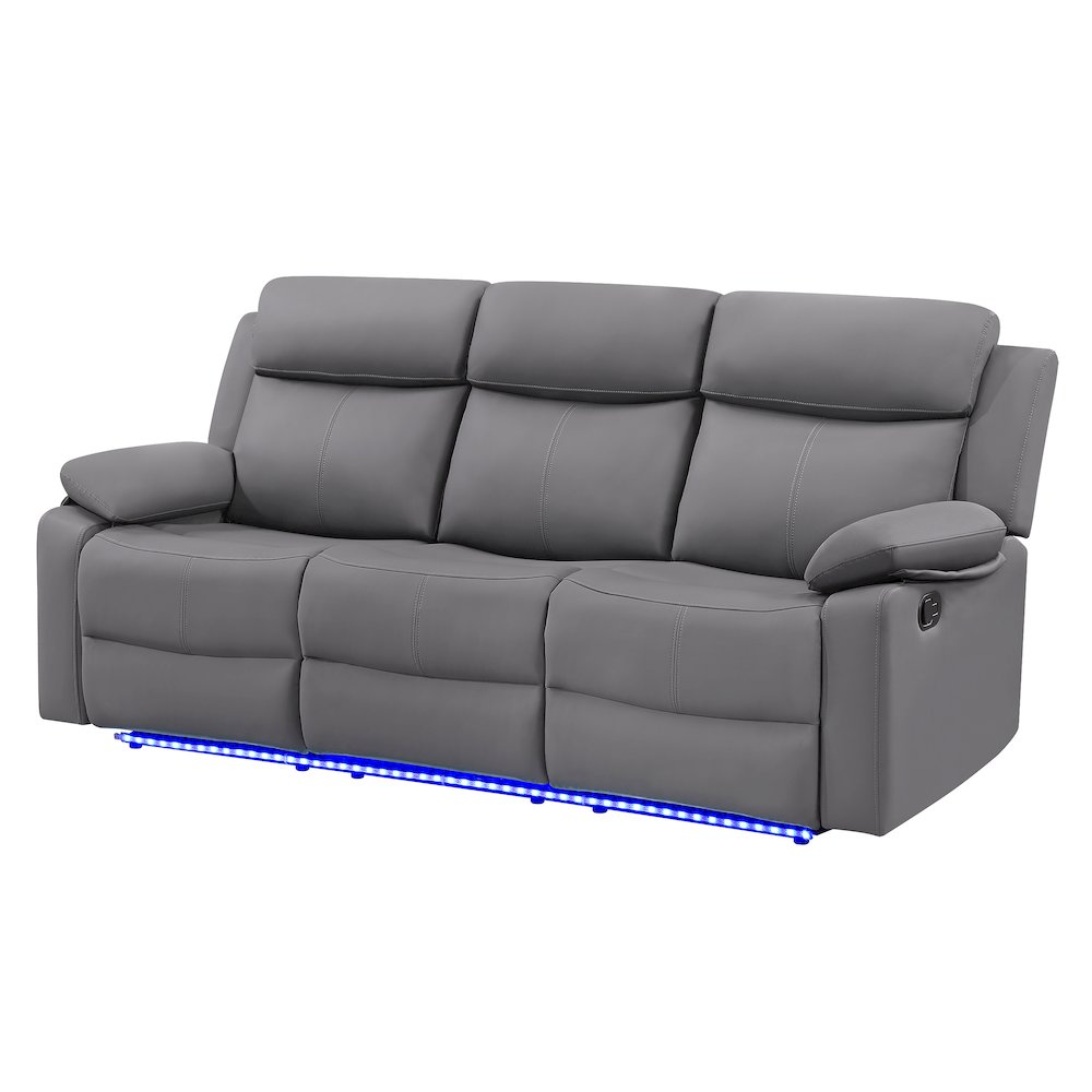 U6026 Grey Pu 46A Reclining Sofa With Led. Picture 2