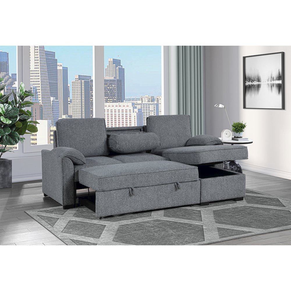 U0808 Dark Grey Reversible Sofa Bed. Picture 2