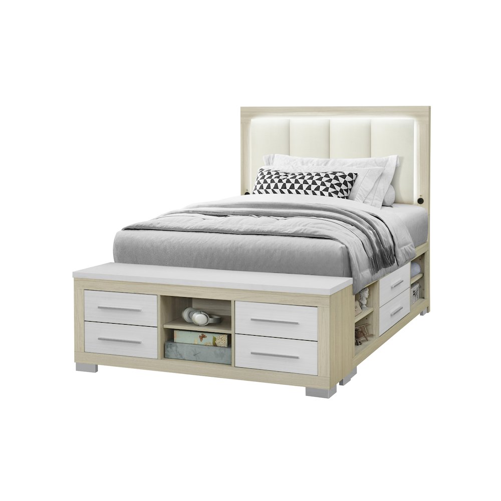 Emma Natural/White Full Bed With Led And Usb. Picture 2