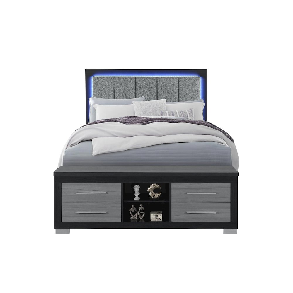 Emma Black/Grey Queen Bed With Led And Usb. Picture 1
