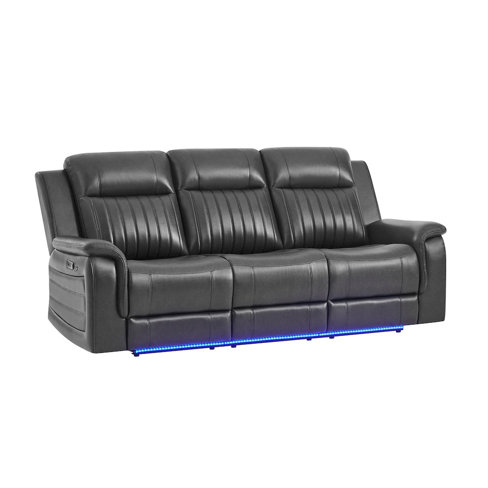 U8879 Blanche Charcoal Pwr Rec Sofa W/Led & Global Surround System. Picture 2