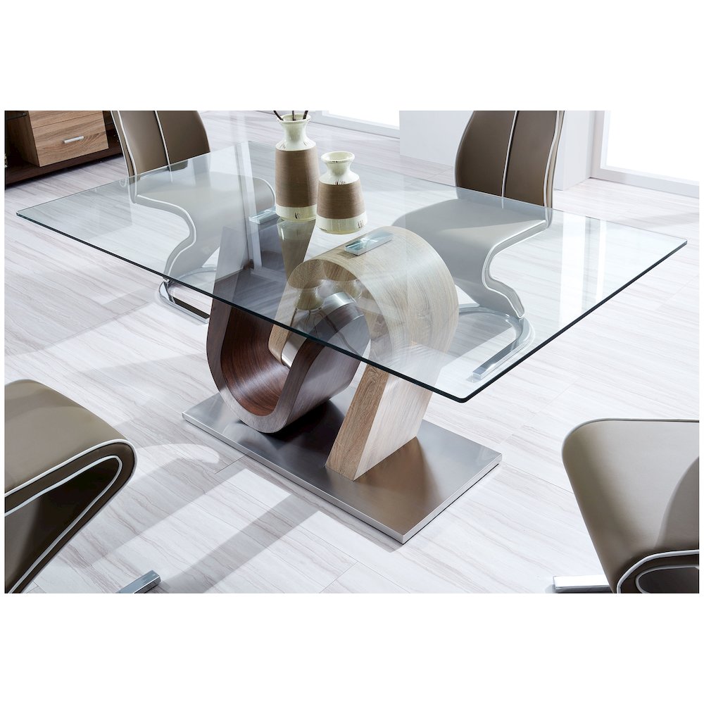 Contemporary Dining Table, Dark Brown,Oak,Silver. Picture 2