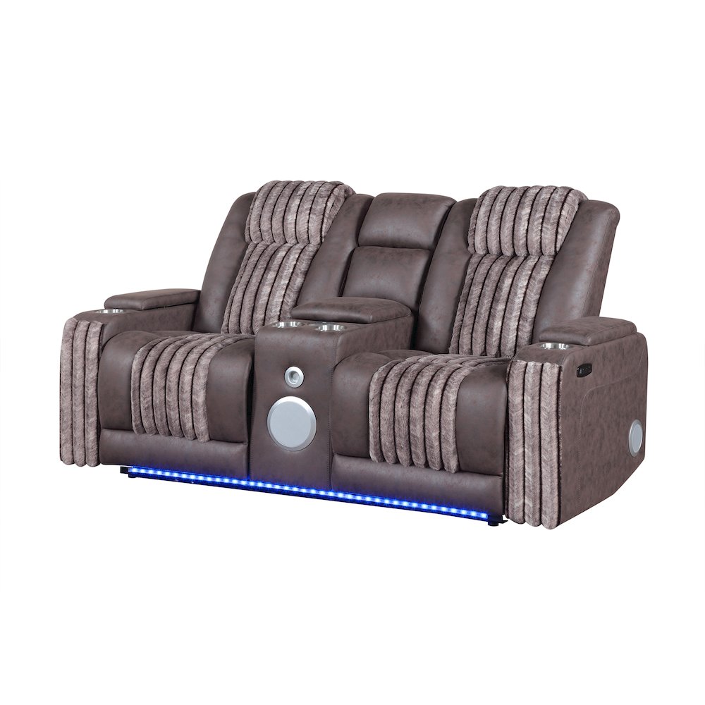 U8000 Brown Pwr Console Rec Loveseat W/Phr, Led And Speaker. Picture 2