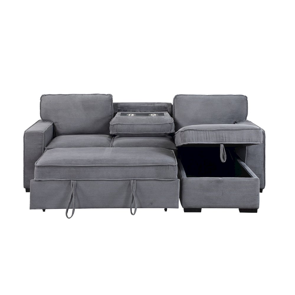 Transitional Light Grey Reversible Sofa Bed, Light Grey. Picture 2