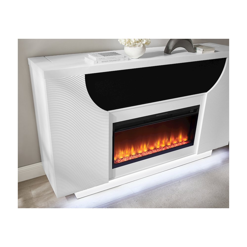 Aveena White 76" Ent Unit With Tv, Led, Speakers, Crystal And Pop-Up. Picture 4
