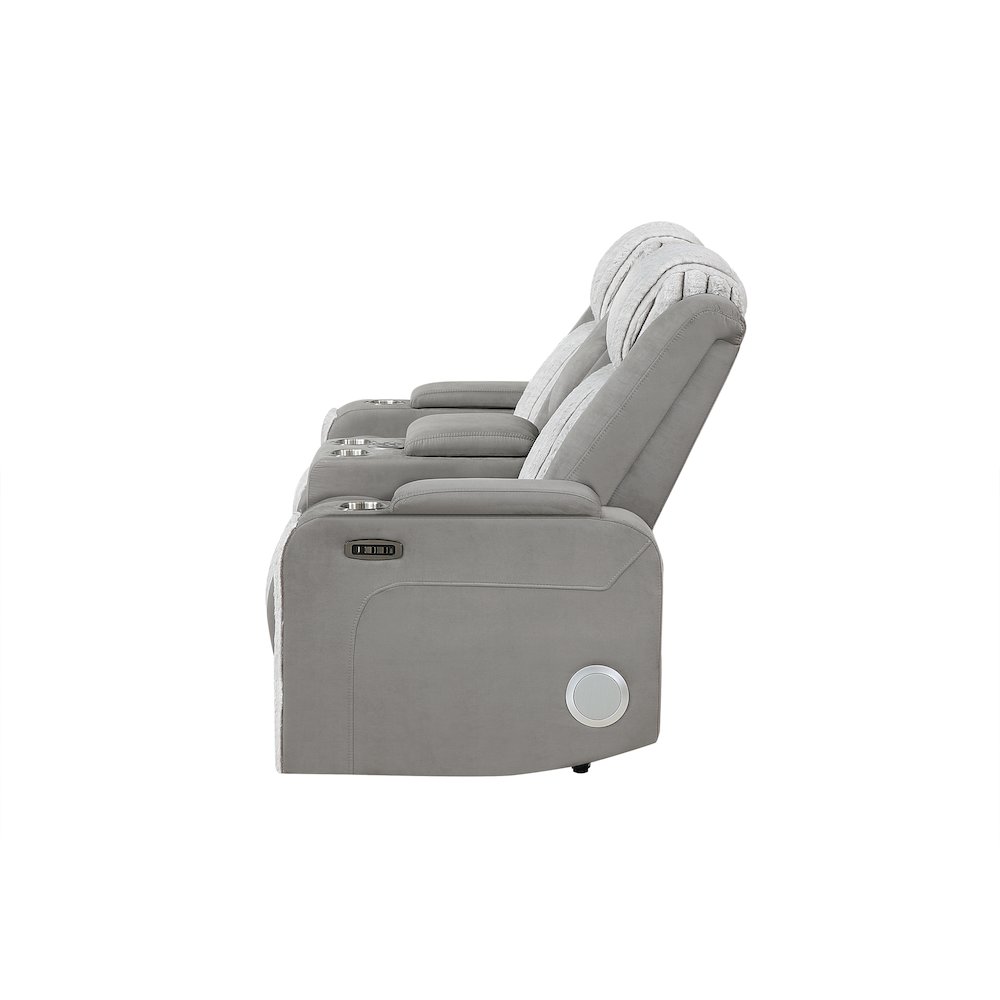 U8000 Grey Pwr Console Rec Loveseat W/Phr, Led And Speaker. Picture 4