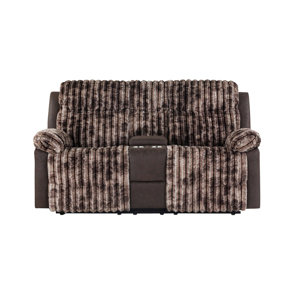 U6028 Brown Console Reclining Loveseat. Picture 1