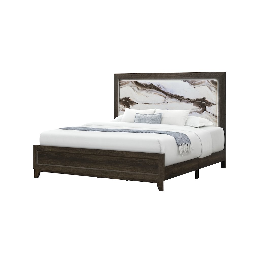 Harmony Brown Twin Bed With Led. Picture 2