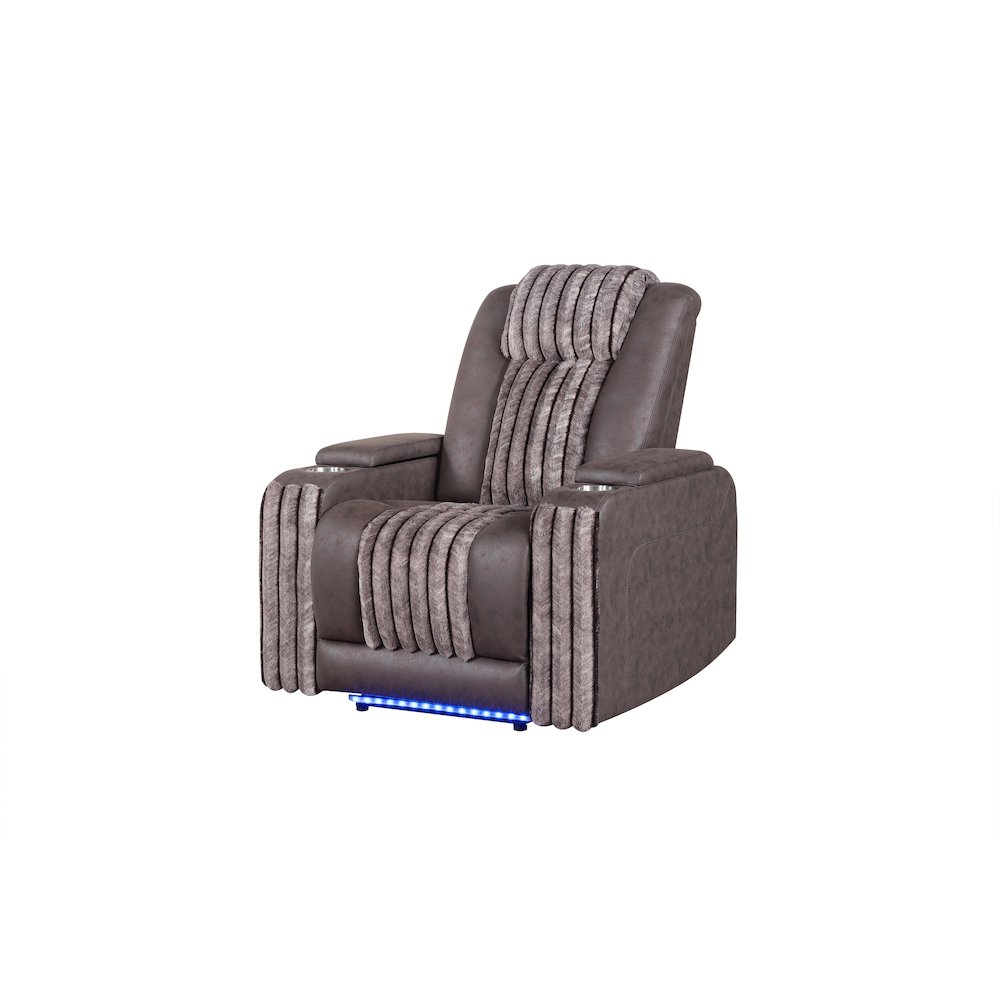 U8000 Brown Power Recliner W/ Power Headrest & Led Light. Picture 2