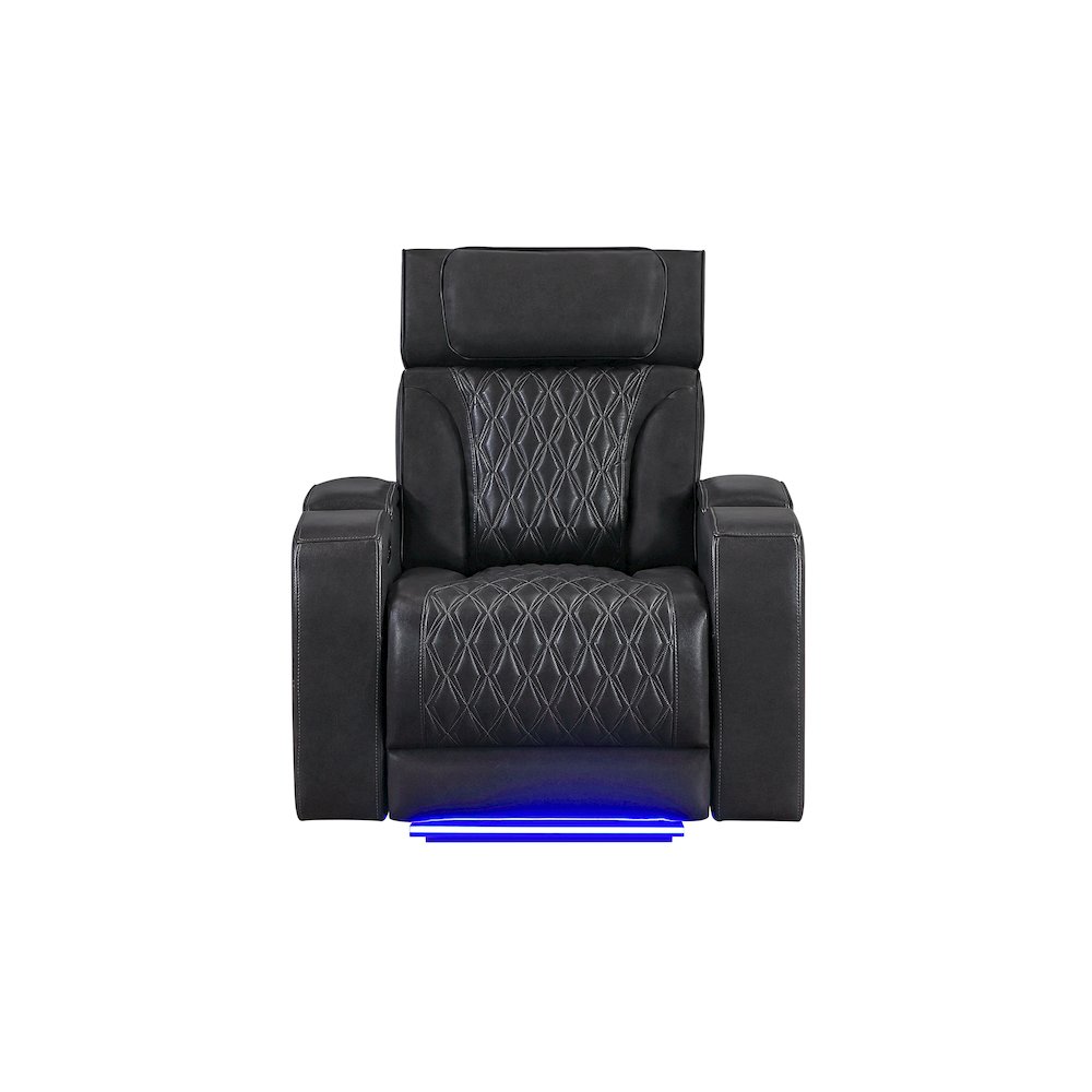 U8611 Blanche Charcoal Power Recliner With Power Headrest And Led. Picture 1