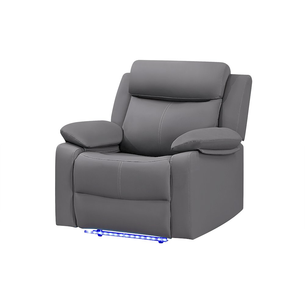 U6026 Grey Pu 46A Glider Recliner With Led. Picture 2