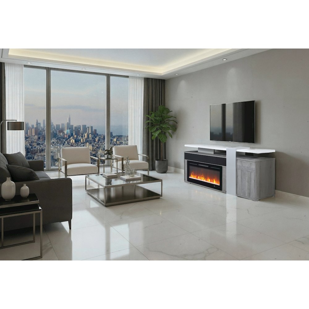 Zoro Grey 76" Entertainment Unit With Bluetooth Speaker. Picture 1