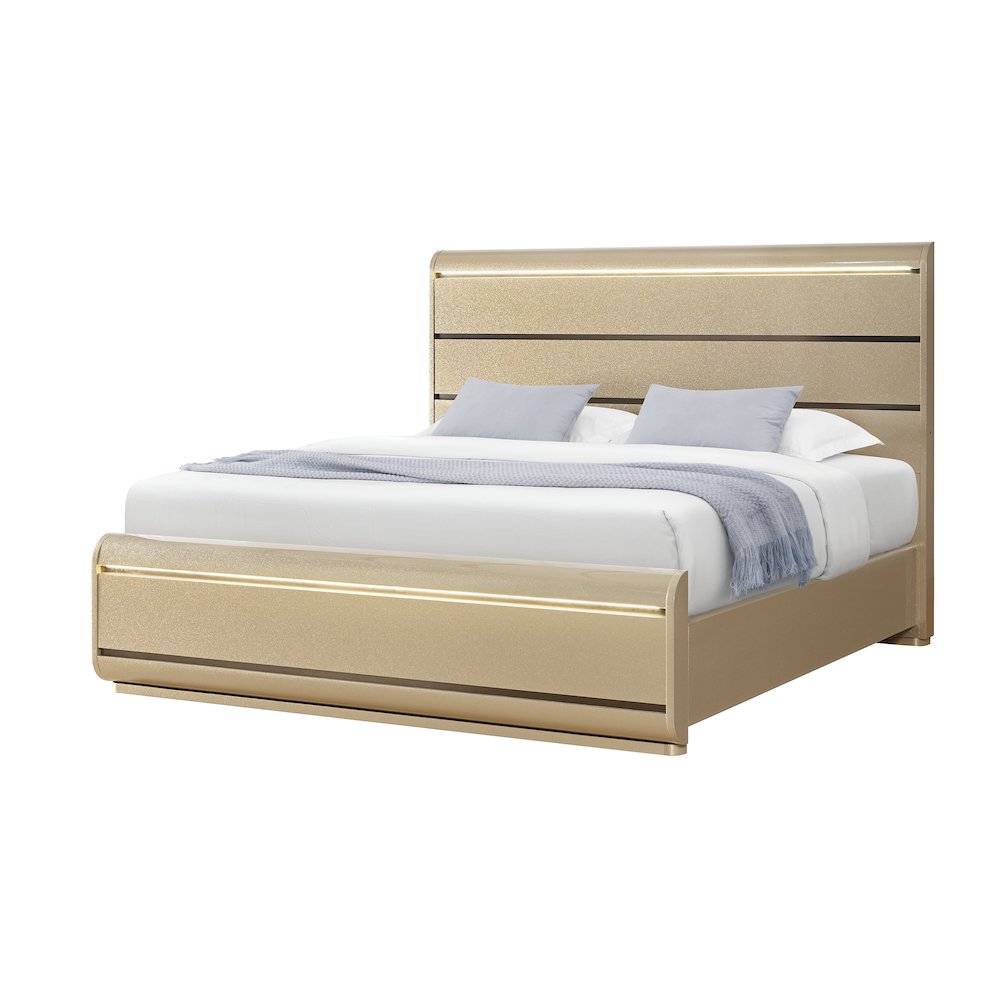 Genesis Gold Queen Bed With Led. Picture 2