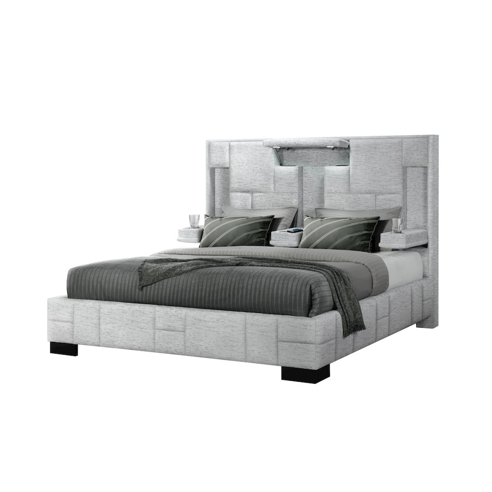 Contemporary Oscar Grey King Bed No Wood Trim, Grey. Picture 2