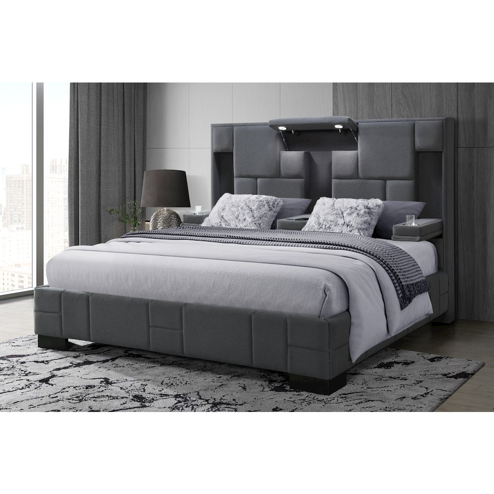 Contemporary Oscar Dark Grey 8 Queen Bed No Wood Trim, Dark Grey 8. Picture 3