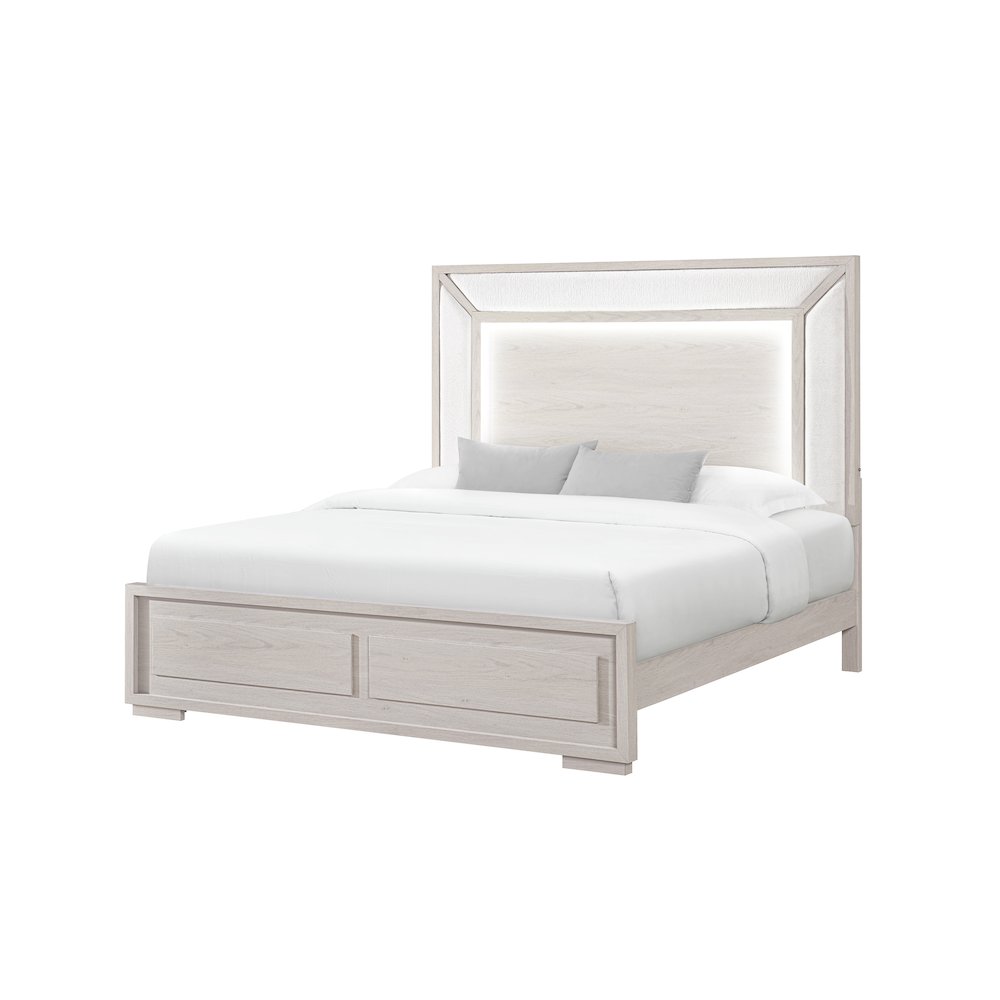 Clara Beige Full Bed With Led. Picture 2