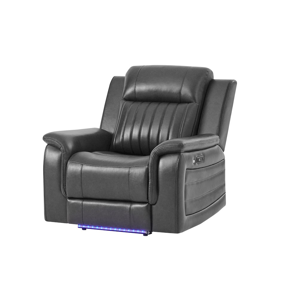 U8879 Blanche Charcoal With Black Welt Power Recliner With Led. Picture 2