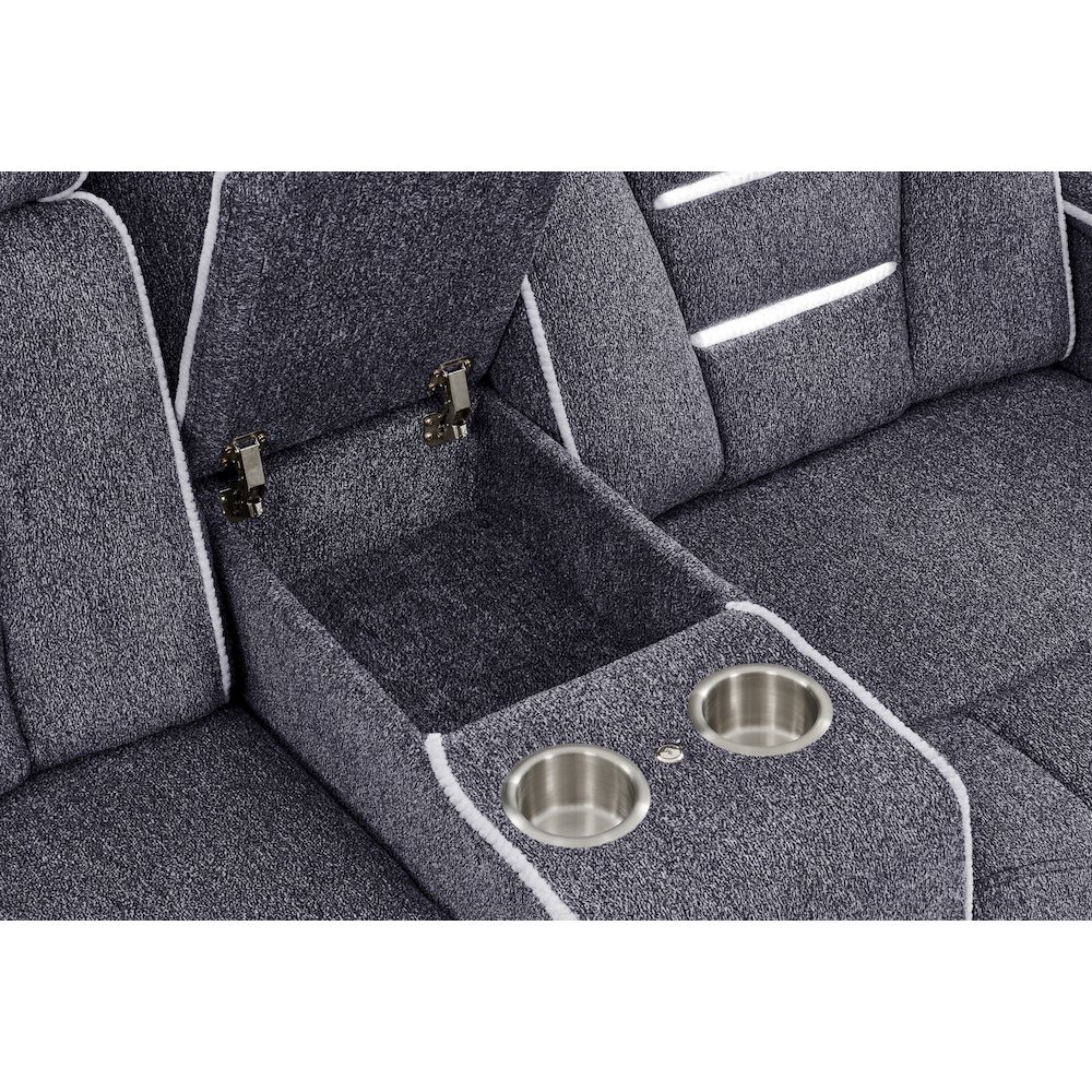 U1895 Grey P2 Console Reclining Loveseat With Is And Led. Picture 3