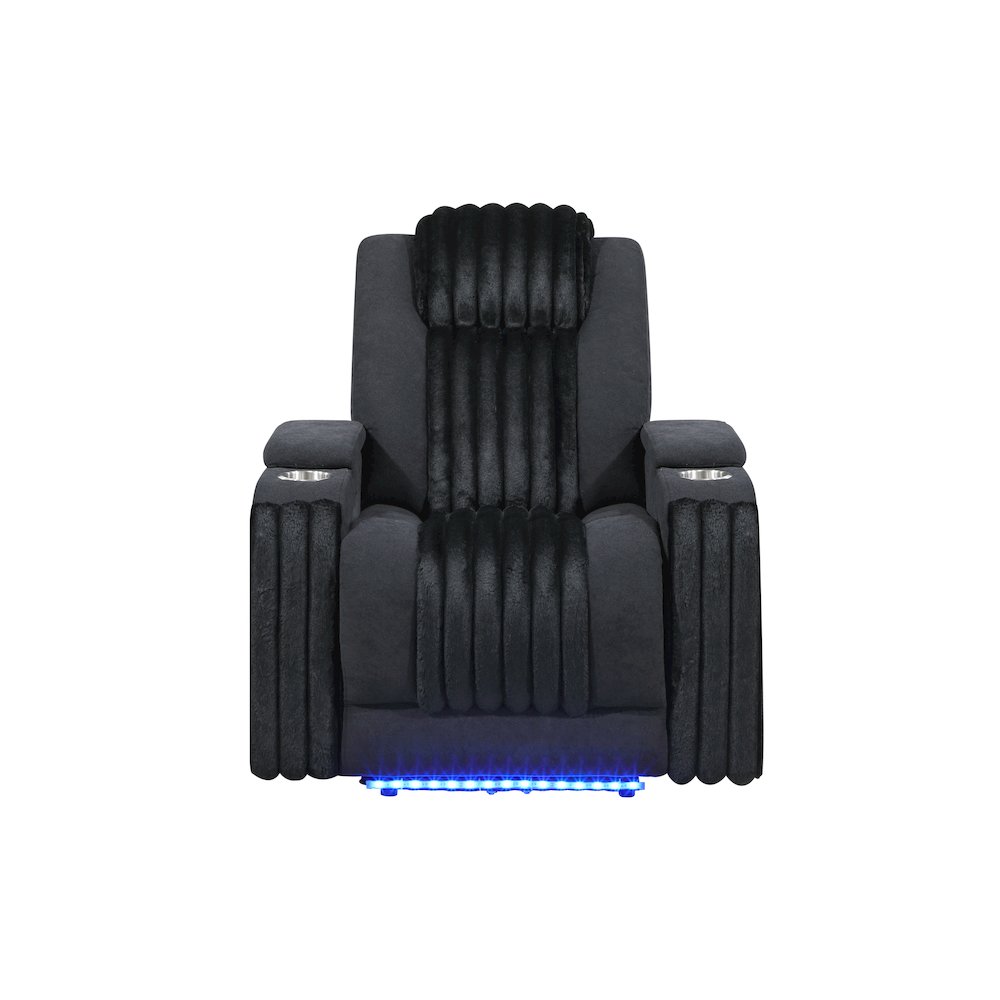 U8000 Black Power Recliner W/ Power Headrest & Led Light. Picture 1