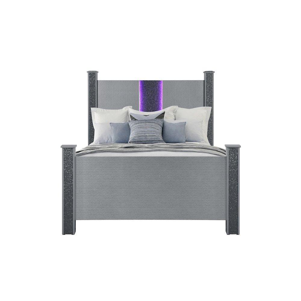 Logan Silver Full Bed With Led And Speakers. Picture 1