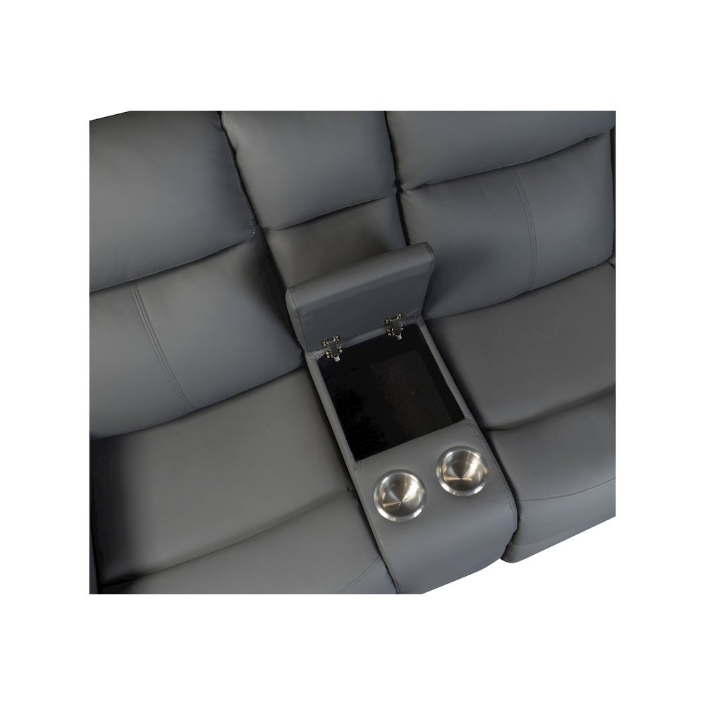 U6026 Grey Pu 46A Console Reclining Loveseat With Led And Speaker. Picture 3