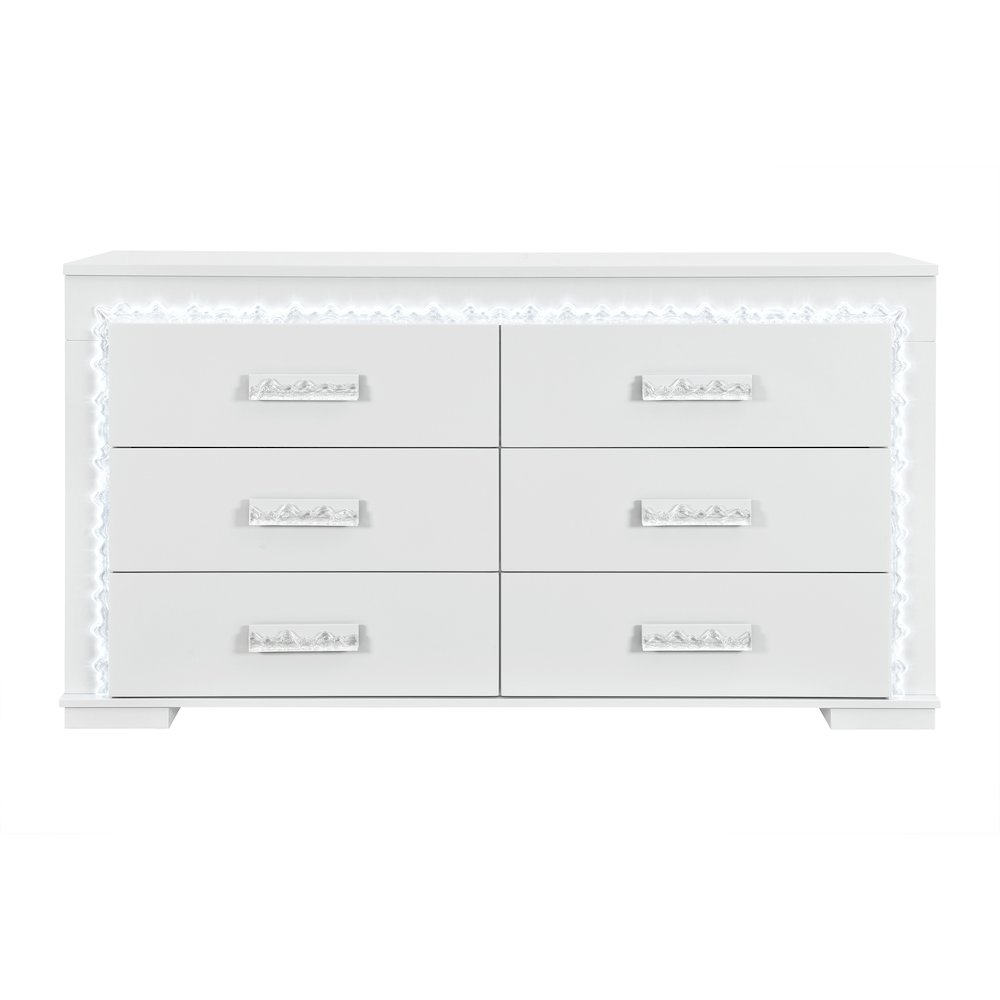 Naomi Silver Marble Dresser With Led. Picture 1